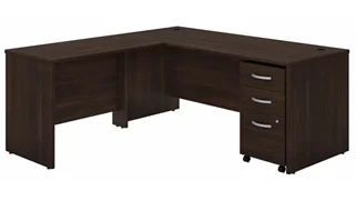 L Shaped Single Pedestal Desks Bush Furnishings 72in W x 30in D L-Shaped Desk with 42in W Return and Assembled Mobile File Cabinet