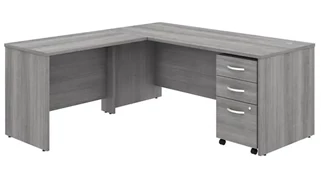 L Shaped Single Pedestal Desks Bush Furnishings 72in W x 30in D L-Shaped Desk with 42in W Return and Assembled Mobile File Cabinet