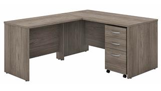 Executive Desks Bush 60in W x 30in D L-Shaped Desk with 42in W Return and Assembled Mobile File Cabinet