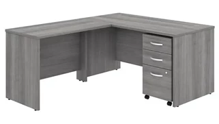 L Shaped Single Pedestal Desks Bush Furnishings 60in W x 30in D L-Shaped Desk with 42in W Return and Assembled Mobile File Cabinet