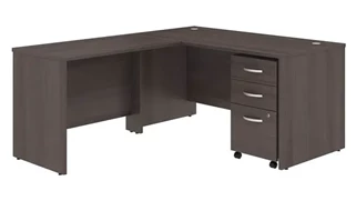 L Shaped Single Pedestal Desks Bush Furnishings 60in W x 30in D L-Shaped Desk with 42in W Return and Assembled Mobile File Cabinet