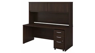 Stand-Alone Desks with Hutch Bush Furniture 72in W x 30in D Office Desk with Hutch and Assembled Mobile File Cabinet
