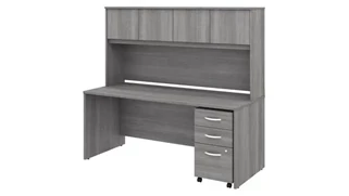 Stand-Alone Desks with Hutch Bush Furnishings 72in W x 30in D Office Desk with Hutch and Assembled Mobile File Cabinet