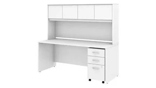 Stand-Alone Desks with Hutch Bush Furniture 72in W x 30in D Office Desk with Hutch and Assembled Mobile File Cabinet