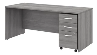 Stand-Alone Single Pedestal Desks Bush Furnishings 72in W x 30in D Office Desk with Assembled Mobile File Cabinet
