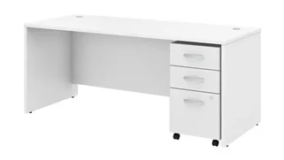 Stand-Alone Single Pedestal Desks Bush Furnishings 72in W x 30in D Office Desk with Assembled Mobile File Cabinet
