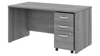 Stand-Alone Single Pedestal Desks Bush Furnishings 60in W x 30in D Office Desk with Assembled Mobile File Cabinet
