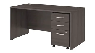 Stand-Alone Single Pedestal Desks Bush Furniture 60in W x 30in D Office Desk with Assembled Mobile File Cabinet