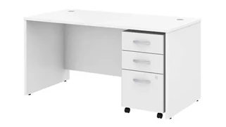 Stand-Alone Single Pedestal Desks Bush Furniture 60in W x 30in D Office Desk with Assembled Mobile File Cabinet
