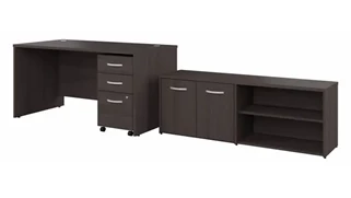 Office Suites Bush Furniture 72in W x 30in D Office Desk with Storage Return and Mobile File Cabinet