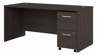 Stand-Alone Single Pedestal Desks Bush Furnishings 66in W x 30in D Office Desk with Assembled 2 Drawer Mobile File Cabinet