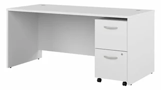 Stand-Alone Single Pedestal Desks Bush Furnishings 66in W x 30in D Office Desk with Assembled 2 Drawer Mobile File Cabinet