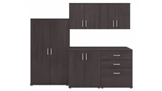 Storage Cabinets Bush 92in W 5 Piece Modular Storage Set with Floor and Wall Cabinets
