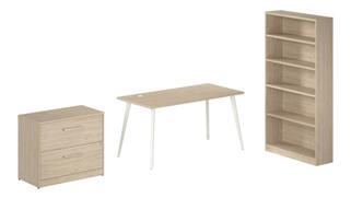 Office Suites Bush Furniture 60in W Desk with Splayed Metal Legs, Lateral File Cabinet (Assembled), and Bookcase