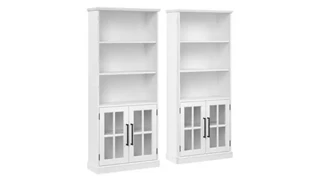 Standard Bookcases Bush Furnishings 5 Shelf Bookcase with Glass Doors - Set of 2