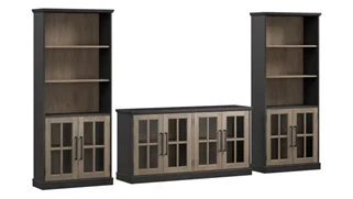 TV Stands Bush Furniture 60in W TV Stand for 75in TV and Bookcases with Glass Doors