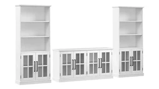 TV Stands Bush Furniture 60in W TV Stand for 75in TV and Bookcases with Glass Doors