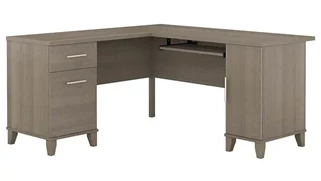 L Shaped Double Pedestal Desks Bush Furniture 60in W L-Shaped Desk with Storage