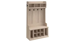 Coat Racks & Hall Trees Bush Furnishings 40in W Hall Tree and Shoe Storage Bench with Shelves