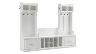Benches Bush Furnishings Entryway Storage Set with Hall Trees and Shoe Bench with Drawers