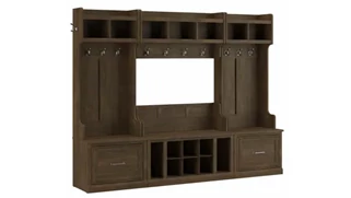 Benches Bush Furnishings Full Entryway Storage Set with Coat Rack and Shoe Bench with Drawers