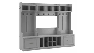 Benches Bush Furnishings Full Entryway Storage Set with Coat Rack and Shoe Bench with Drawers