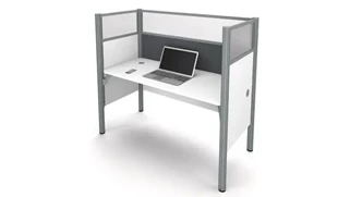 Cubicles Bestar Office Furniture Simple Workstation - White with Tack Board and Acrylic Glass Privacy Panels