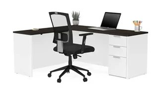 L Shaped Single Pedestal Desks Bestar L-Shaped Desk