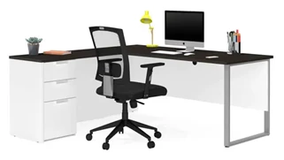 L Shaped Desks Bestar L-Shaped Desk with Metal Legs