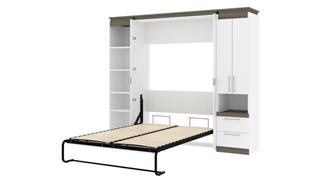 Murphy Beds - Full Bestar Office Furniture 98in W Full Murphy Bed with Narrow Storage Solutions