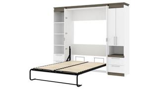 Murphy Beds - Full Bestar Office Furniture 98in W Full Murphy Bed and Narrow Storage Solutions with Drawers