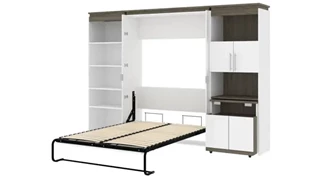 Murphy Beds - Full Bestar Office Furniture 118in W Full Murphy Bed with Shelving and Fold-Out Desk