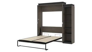 Murphy Beds - Queen Bestar Office Furniture 84in W Queen Murphy Bed with Narrow Shelving Unit