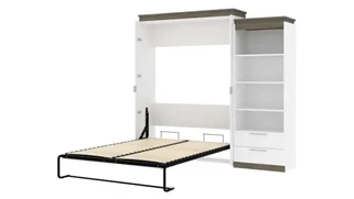 Murphy Beds - Queen Bestar Office Furniture 94in W Queen Murphy Bed and Shelving Unit with Drawers
