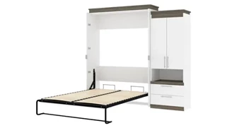 Murphy Beds - Queen Bestar Office Furniture 94in W Queen Murphy Bed and Storage Cabinet with Pull-Out Shelf