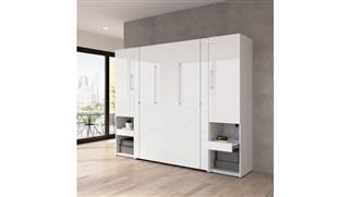 Murphy Beds - Full Bestar Office Furniture Full Murphy Bed and Storage Cabinets with Pull-Out Shelf (101in W)