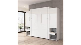 Murphy Beds - Queen Bestar Office Furniture Queen Murphy Bed and Storage Cabinets with Pull-Out Shelf (107in W)