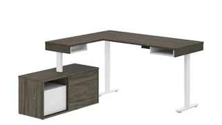 Standing Desks - Electronically Adjustable Bestar Office Furniture Height Adjustable L-Desk
