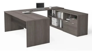 U Shaped Single Pedestal Desks Bestar 72in W U-Shaped Executive Desk with 2 Drawers