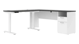 Standing Desks - Electronically Adjustable Bestar 72in W L-Shaped Electric Standing Desk