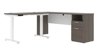 Standing Desks - Electronically Adjustable Bestar 72in W L-Shaped Electric Standing Desk