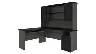L Shaped Desks with Hutch Bestar 72in W L-Shaped Desk with Hutch