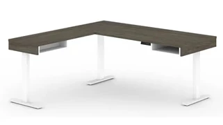 Standing Desks - Electronically Adjustable Bestar 72in W L-Shaped Standing Desk