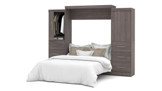 Murphy Beds - Queen Bestar Office Furniture 115in W Queen Murphy Wall Bed and 2 Storage Units with Drawers