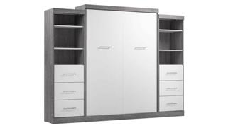 Murphy Beds - Queen Bestar Office Furniture 115in W Queen Murphy Bed and 2 Closet Organizers with Drawers