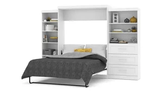 Murphy Beds - Queen Bestar Office Furniture 126in W Queen Murphy Wall Bed and 2 Storage Units with Drawers