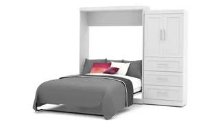 Murphy Beds - Queen Bestar Office Furniture 101in W Queen Murphy Wall Bed and 1 Storage Unit with Drawers