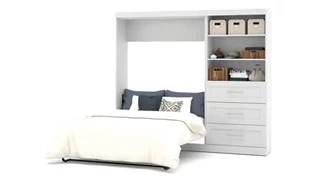 Murphy Beds - Full Bestar Office Furniture 96in W Full Murphy Wall Bed and Storage Unit with Drawers