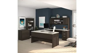 Office Suites Bestar U-Shaped Desk with Lateral File and Bookcase
