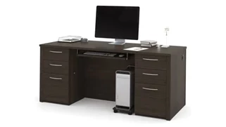 Stand-Alone Double Pedestal Desks Bestar 72in W Executive Desk with Two Pedestals